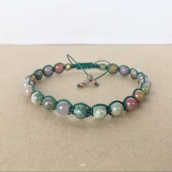 Handmade} Indian Agate Adjustable Bracelet - Picture 2 of 4